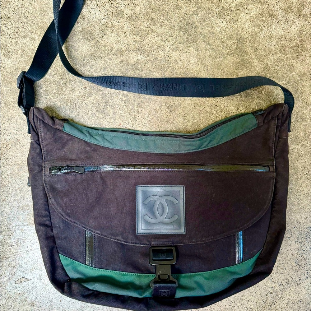 Vintage Chanel Sport Large Canvas Bag Duffle Messenger Logo Y2K 2000s